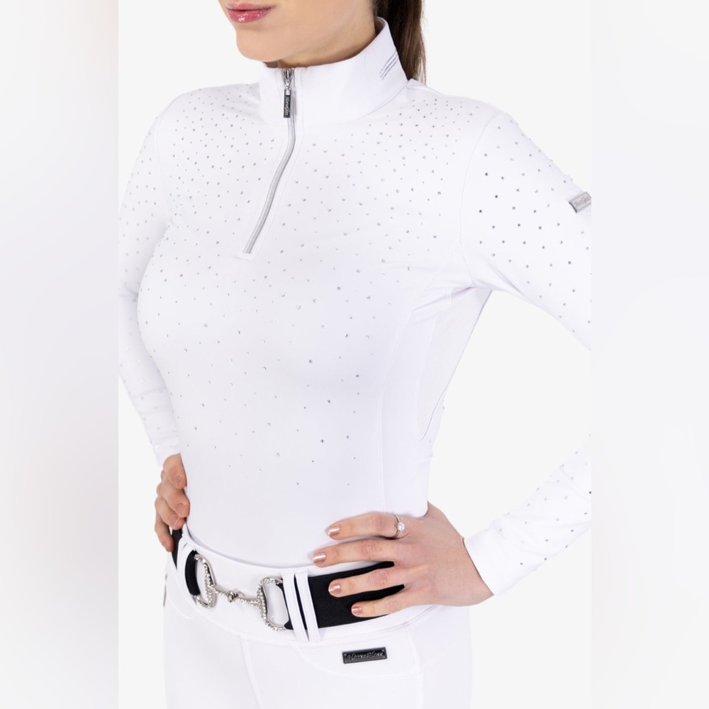 HorseGloss KYLIE - BASE LAYER LONG SLEEVE | WHITE SILVER Size XS